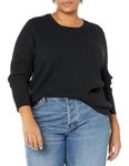 Amazon Essentials Women's Lightweight Long-Sleeved Cable Crewneck Sweater (Available in Plus Size), Black, L