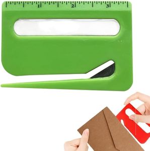 Envelope Opener, New Letter Opener Envelope Slitter, Letter Opener with Concealed Blade, Package Opener Tool with Scale, Magnifying Glass, Envelope Opener for Office (Green)