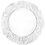Koyal Wholesale 14-Inch Antique White Baroque Charger Plates Set of 4 for Weddings Holidays Events Bulk Heavy Duty Acrylic Charger Plates for Dinnerware Tableware Table Settings