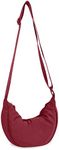 Small Nylon Crescent Crossbody Purses Bag for Women Men Trendy,Travel Sling Bag, Wine Red, Small, Fashion Trip Sling Bag