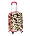 Rockland Safari Hardside Spinner Wheel Luggage, Pink Leopard, Carry-On 20-Inch, Safari Hardside Spinner Wheel Luggage