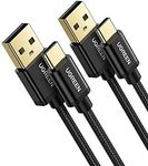 UGREEN USB C Cable [2-Pack, 3M] USB Type C Cable Fast Charging, Nylon QC3.0 USB A to C Cable Compatible with iPhone 16, Galaxy S24 S23 Ultra, Pixel, Nokia, Moto, PS5, Xbox Series, Android Auto, Black