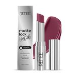 RENEE Matte Lock Lipstick - Indie, Moisturizing, Long Lasting & Weightless Formula, Intense Color Pay Off with Ultra-Matte Finish, Enriched with Avocado oil, Vitamin E, D & Beta-Carotene, 3.5 Gm