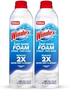 Windex Fast Shine Foam Glass Cleaner, No-Drip Aerosol Cleaning Spray, 19 oz, Pack of 2