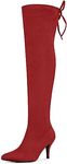 Allegra K Women's Stiletto Heels Thigh High Red Over Knee High Boots 10 M US