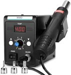 COVVY Hot Air Rework Station with LCD Display, 858D Adjustable Temperature & Volume Soldering Station, 3 Hot Air Nozzles, 700W for SMD Welding & Repair