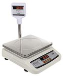 iScale I-01 Weight Capacity 30Kg X 2G Electronic Weighing Machine / Weighing Scale With Front&Pole Double Display (Red),25X35Cm Ss Weighing Pan For Shop,Kitchen&Commercial Purposes (10X12 In,Silver)