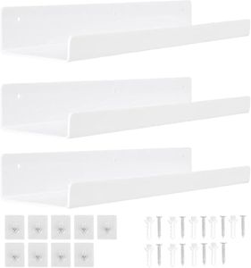 Wall Shelf Floating no Drill, Set of 3 Wall Shelves Set of, 30 cm Acrylic Bathroom Shelves Corner Wall Shelf Bedroom Living Room Kitchen Room Decoration