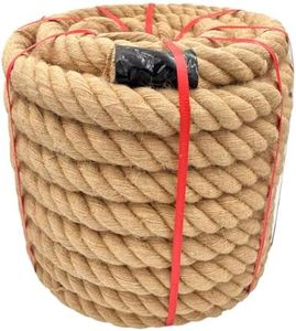 Hemp Rope Thick Natural 2 in X 100 Ft Twisted Manila Rope for Tug of War Adult, Outdoor Porch Swing Bed, Railing,Landscaping,Natical Rope