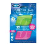 DenTek Floss Picks & Travel Case for On-The-Go, 4 Travel Cases with 6 Floss Picks Each, (Pack of 1)