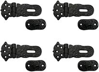 Adonai Hardware "Paran" Heavy Duty Antique Cast Iron Safety Locking Hasp and Staple(4" x 4 Pack, Matte Black) for Vintage Pirates Treasure Chest, Trunks, Wooden Jewelry Box, Cases, Furniture and Sheds