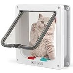 4 Way Locking Cat Door, Lockable Cat Flap Doors for Cats and Small Dogs,Installing Easily,Suitable for Glass,Wooden,Brick,Metal Door and Window,Transparent