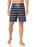 Amazon Essentials Men's Quick-Dry 9" Swim Trunk, Navy Multi Stripe, Medium