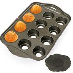 Cyimi Mini Muffin Pan 12 Cup with Removable Bottom,Nonstick Cupcake Pans for Baking,Mini Muffin Cheesecake Tin for Oven, 12 Cavity Premium Carbon Steel Bakeware for Bite Size Tarts