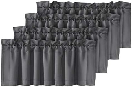 H.VERSAILTEX 4 Panels Blackout Curtain Valances for Kitchen Windows/Bathroom/Living Room/Bedroom Privacy Decorative Rod Pocket Short Window Valance Curtains, 52" W x 18" L, Charcoal Gray