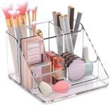 Ettori Makeup Organiser Tray,Vanity Cosmetic Organiser with 6-Compartment,High Clear Acrylic Countertop Storage for Cosmetic,Jewelry, Skincare,Stationery.