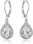 Barzel 18K White Gold Plated Cubic Zirconia Drop Earrings (White Sapphire)