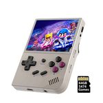 RG35XX Handheld Game Console 64G, HDMI TV Output 3.5 Inch IPS Screen Linux System Built-in 5000+ Games, Support 2.4G Wireless Gamepad (Grey)