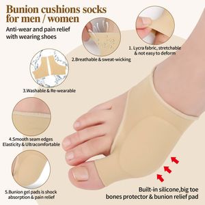 DYKOOK Bunion Relief Gel Sleeve Socks – Toe Protector Pads, Beige, S, 1 Pair