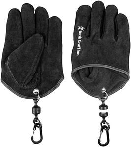 Bushcraft Leather Gloves, Quick Bonfire Gloves, Black, Size: Total Length: 8.1 inches (208 mm), Carabiner & Magnet Length: Approx. 4.7 inches (120 mm), Palm Circumference: Approx. 10.4 inches (265