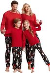 Ekouaer Family Matching Pajamas Christmas Sleepwear Long Sleeve Sleep Shirt with Plaid Pants Soft Loungewear Pjs Set Snowman,Large