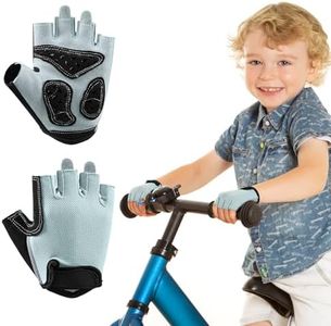 Kids Bike Gloves for Boys Girls – Padded Palm for Safety, Easy On/Off, Breathable Half Finger Gloves for Scooter, Cycling, Outdoor Play, Great Gift Idea (Size L)