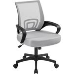 Yaheetech Modern Office Chair Executive Desk Chair Computer Chair Adjustable Task Chair with Back Support Wheels and Arms for Home Study Grey