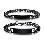 VNOX 7mm and 10mm 2PCS Custom Bracelets Couple Link Bracelets Personalized Engraved Couple Bracelets BFF Bracelets Siblings Family Bracelets,Black