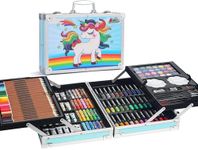Alokik Enterprise Alokik Art Set Gift 145Pcs With Portable Aluminum Case Box Professional Artists Drawing Painting Kit For Kids Including Colored Pencils Watercolor Paints Oil Pastels