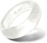 WHITESTONE JEWELRY CO. Maya Stone Ring Collection | Natural Stone Band for Women and Men | Stackable Ring | 6mm Wide (Caruba - White Quartz, 8)