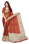 MIRCHI FASHION Women's Plain Weave Chiffon Georgette Laheriya Printed Saree with Blouse Piece (38661-Maroon, Mustard)