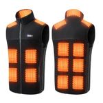 Y-KINZ Heated Vest with 13 Heating Zones,Three Speed Temperature Control,Electric USB Heating Jacket(Battery Not Included), Black, Large