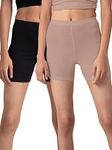 NYKD by Nykaa Stretch Cotton Cycling Shorts | with Features Like Durable and Concealed Waistband -NYP083 Black/Nude,L