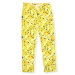 Pokémon Men's Pikachu Allover Character Subtle Tie Dye Adult Sleep Bottoms Pajama Pants, Yellow, Medium