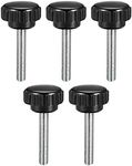 uxcell M5 x 30mm Metric Male Thread Knurled Clamping Knobs Grip Thumb Screw on Type Hand Clamping Handle Bolt with Plastic Knobs Black 5 Pcs