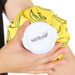 NEOtech Care Ice Bag for Injuries, Swelling, Headache, Pain Relief, First Aid - Cold Pack Screw Top Lid - Reusable, Refillable, Waterproof Pouch/Bladder Style (5 inch, Banana Design)