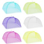 Pop-Up Mesh Food Covers Mesh 6 Pack Reusable Collapsible Colorful Umbrella Tent Encrypted Screen Net Protectors for Outdoors Camping Parties Picnics BBQs Keep Out Flies Bugs Mosquitoes(17X17In)