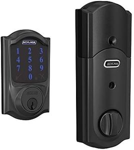 SCHLAGE BE469ZP CAM 622 Connect Smart Deadbolt with Alarm with Camelot Trim in Matte Black, Z-Wave Plus Enabled