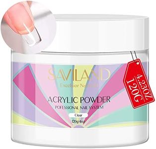 Saviland Clear Acrylic Powder 4.23oz - Professional Crystal Polymer Clear Nail Powder Acrylic Nail System for Acrylic Nails Extension Large Capacity No Need Nail Lamp