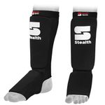 Stealth Sports Boxing Shin Guard - Professional Muay Thai Shin Guards - 12mm Thick Leg & Foot Shin Instep Guard - Protective Sparring Gear for MMA, Taekwondo, Karate, Kickboxing, Men & Women (L)