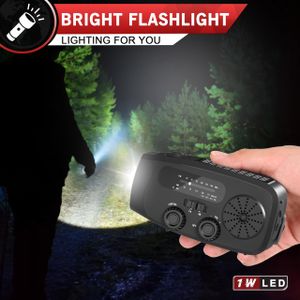 Wind Up Emergency Radio, 2000mAh Hand Crank AM/FM, Flashlight & SOS – Black
