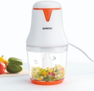 Borosil Chef Delite 260W Electric Glass Chopper For Kitchen Use | White Chopper | Low Noise Operation | Kitchen Accessories Items | Stainless Steel Blades, Whisking Blade for Cream, Chaas, Lassi