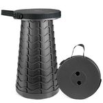 Hesanzol Portable Telescoping Stool, 2nd Gen Retractable Folding Stool for Camping Garden Fishing Hiking Travel BBQ, Adjustable Collapsible Stools Max Load 485lbs (Black, nylon)