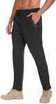 MOURCE Mens Breathable Stretch Athletic Pants with Pockets - Black Joggers for Men Running Travel Camping