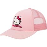 Concept One Women's Hello Kitty Trucker Hat, Adjustable Snapback Baseball Cap with Curved Brim, Blush, One Size