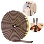 Sukee D Shaped (Brown) Self-Adhesive EPDM Doors and Windows Foam Seal Strip Soundproofing Collision Avoidance Rubber Weatherstrip 6 Meter