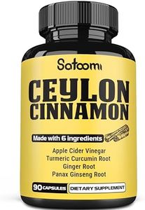 Ceylon Cinnamon Supplements Equivalent To 6050 mg - 6 in 1 Combined With Apple Cider Vinegar, Turmeric, Ginger, Panax Ginseng & More - Support Mind & Body Balance - 90 Vegan Capsules