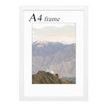 RUN HELIX A4 Poster Frames - 21x29.7 cm, White Wooden A4 Document Frames, A4 Certificate Frame for Wall Mount Display Pictures, A4 Picture Frame for Table or Wall Gallery Photo Frames (White)