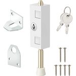 Sliding Door Lock Rectangle Patio Door Lock Keyed for Sliding Glass Door Hinged Door Security Bar Heavy Duty Steel Bolt Zinc Alloy Iron Portable Lock to Prevent Sliding or Lifting of Door (One Piece)