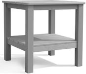 Krikacy 20-Inch Square Adirondack Side Table HIPS Plastic Wood Outdoor End Table, Grey